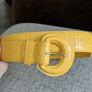 Women's DAME yellow crock textured genuine leather